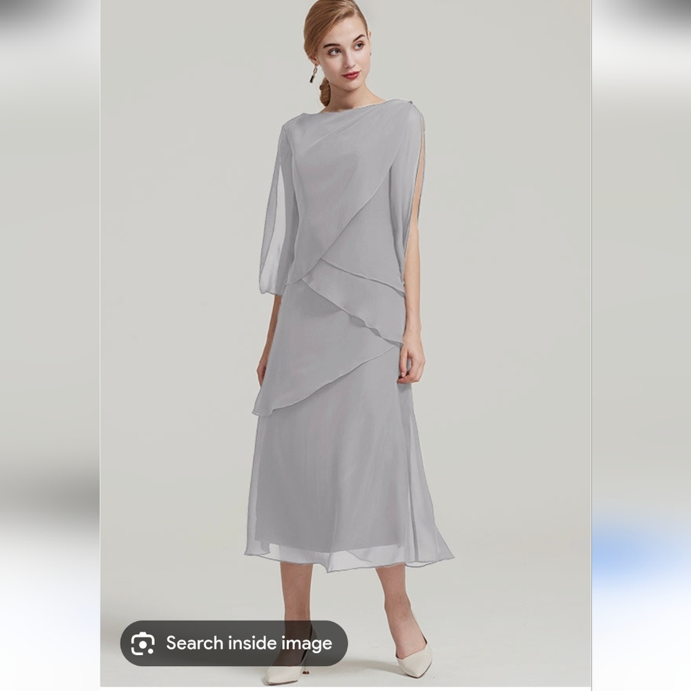 WEAR YOUR LOVE Elegant Women's Layered Ruffle Dress w/Corset Back- Taupe